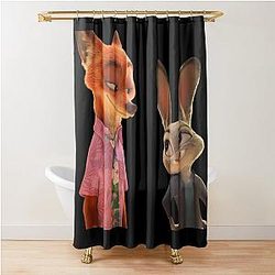 Zootopia: Judy Hopps and Nick Wilde Sticker Pack, phone cases, shirt, journals, bags, blankets, etc Zootopia Merch Animation Movie Shower Curtain