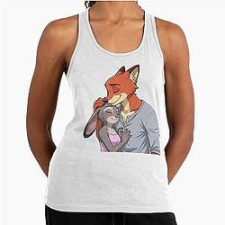 Zootopia Nick Wilde and Judy Hopps – Fox Bunny Movie Character Art Racerback Tank Top