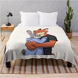 Zootopia Nick Wilde Judy Hopps Fox Bunny Furry Character Throw Blanket