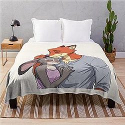 Zootopia Nick Wilde and Judy Hopps - Fox and Bunny Movie Character Art Throw Blanket