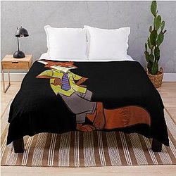 Nick Wilde Cool Fox Charming Cartoon Character Design Throw Blanket