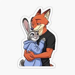 Zootopia Nick Jude Hopps - Fox & Bunny Furry Character Sticker