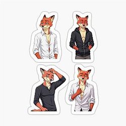Nick Wilde Zootopia Fox Movie Character Sticker 4-Pack
