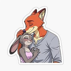 Zootopia Nick Wilde & Judy Hopps Fox Bunny Movie Character Art Sticker