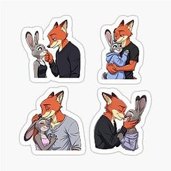 Zootopia Nick Wilde Judy Hopps Fox Bunny Movie Sticker 4-Pack