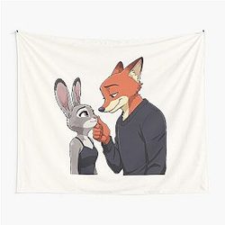 Nick Wilde and Judy Hopps Zootopia Movie Duo Design Tapestry