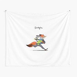 Nick Wilde and Judy Hopps fan art running tapestry