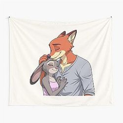 Zootopia Nick Wilde Judy Hopps Fox Bunny Movie Character Tapestry