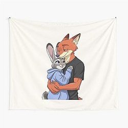 Zootopia Nick Wilde and Judy Hopps Fox and Bunny Furry Character Tapestry