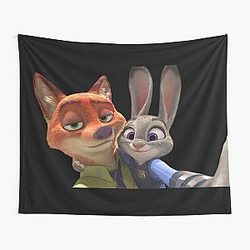 Zootopia Merchandise, Nick Wilde, Judy Hopps, Selfie Sticker Pack, phone cases, shirt, journals, bags, blankets, etc, Animation Movie Tapestry