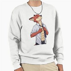 Nick Wilde Fox Fanart Zootopia Character Illustration Pullover Sweatshirt