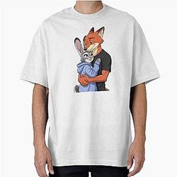 Zootopia Nick Wilde Judy Hopps Fox Bunny Furry Character Oversized T-Shirt