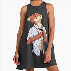 Nick Wilde Fox Fanart Zootopia Character Illustrator A-Line Dress