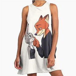 Nick Wilde and Judy Hopps Zootopia Movie Duo Design A-Line Dress