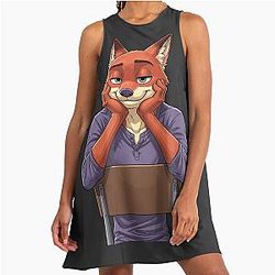 Zootopia Nick Wilde Fan Art A Line Dress
