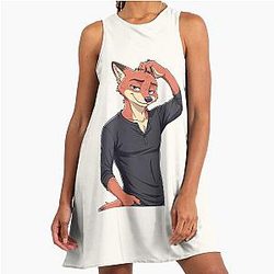 Zootopia Nick Wilde Zootropolis Furry Artwork A-Line Dress