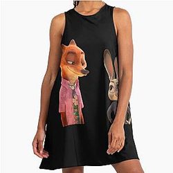 Zootopia 2 Judy Hopps Nick Wilde Sticker Pack, phone cases, shirts, journals, bags, blankets, etc Zootopia Merch Animation Movie A-Line Dress