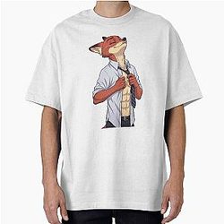 Nick Wilde Fox Fanart Zootopia Character Illustration Oversized T-Shirt