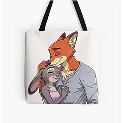 Zootopia Nick Wilde and Judy Hopps – Fox and Bunny Movie Character Art All Over Print Tote Bag