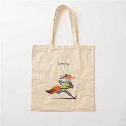 Nick Wilde and Judy Hopps Fan Art Running Cotton Tote Bag