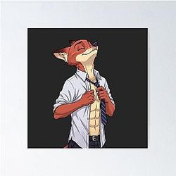 Nick Wilde Fox Fanart Zootopia Character Illustration Poster