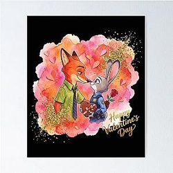 Judy Hopps and Nick Wilde Happy Valentine's Day Poster