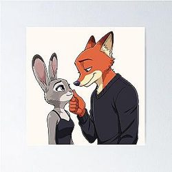 Nick Wilde and Judy Hopps Zootopia Movie Duo Design Poster