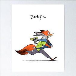 Nick Wilde and Judy Hopps Fan Art Running Poster