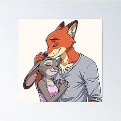 Zootopia Nick Wilde and Judy Hopps Fox Bunny Movie Character Art Poster