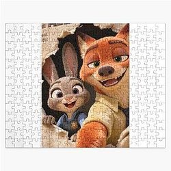 Zootopia Fan Art Judy Hopps & Nick Wilde Cute Duo Illustration Puzzle
