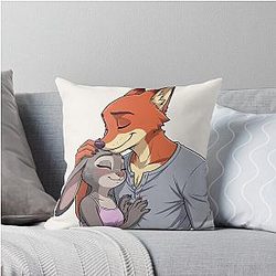 Zootopia Nick Wilde and Judy Hopps Fox Bunny Movie Character Art Throw Pillow