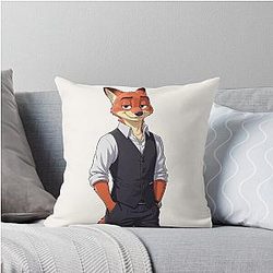Zootopia Nick Wilde Character - Zootropolis Fox Movie Art Throw Pillow