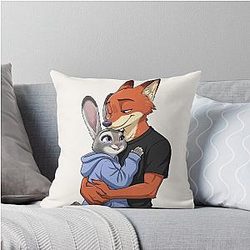 Zootopia Nick Judy Fox Bunny Furry Character Throw Pillow