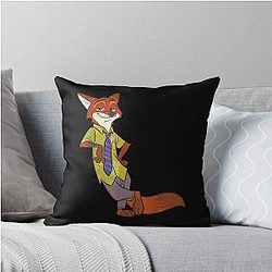 Nick Wilde Cool Fox Charming Cartoon Character Design Throw Pillow
