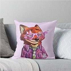 Nick Wilde in pink glasses Zootopia 2 Throw Pillow