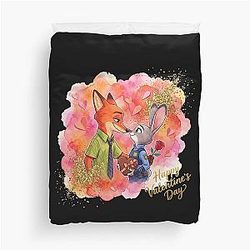 Judy Hopps and Nick Wilde Happy Valentine's Day Duvet Cover