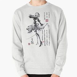 Nier Automata Yorha 2B Fashion Raglan Pullover Sweatshirt