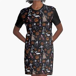 Pattern - The Nightmare Before Christmas Graphic T-Shirt Dress