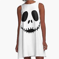Jack Skellington Face Nightmare Before Christmas A-Line Dress