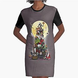 Jack Skellington, I Love Nightmare Before Christmas, Funny Halloween Graphic T-Shirt Dress