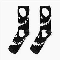 Jack Skellington Face Nightmare Before Christmas - White Socks
