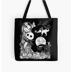 Nightmare Before Christmas Jack and Sally  All Over Print Tote Bag