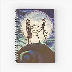 Nightmare Before Christmas with Poem in the Moon Spiral Notebook