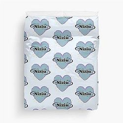 NiziU K-Pop Heart Scrapbook in Blue Tones Duvet Cover