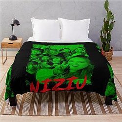 NiziU Kpop Group Members Green RGB Color Design Throw Blanket