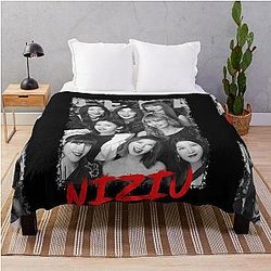 NiziU Kpop Members Black White Throw Blanket