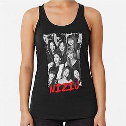 NiziU Kpop Group Members Black and White Kpop Racerback Tank Top