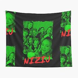 NiziU Kpop Group Members Green RGB Color Tapestry