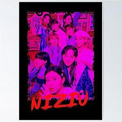 NiziU K-pop Group Members Purple K-pop Color Design Poster