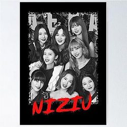 NiziU Kpop Group Members Black and White Kpop Color Design Poster